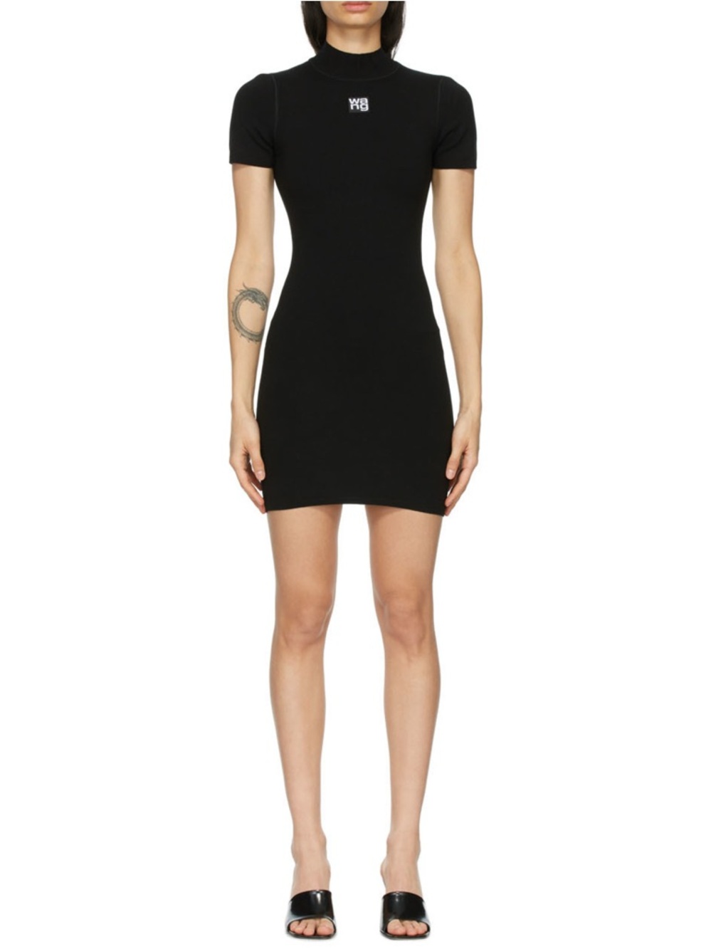 Alexander Wang Black Short-Sleeve Mock Neck Mini Dress - Picture 5 of 5